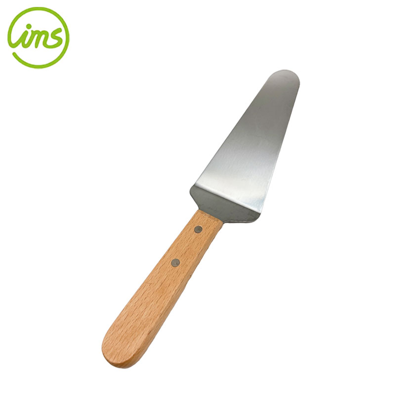 Premium Stainless Steel Cake Server with Beechwood Handle | Cake & Pie Serving Tool